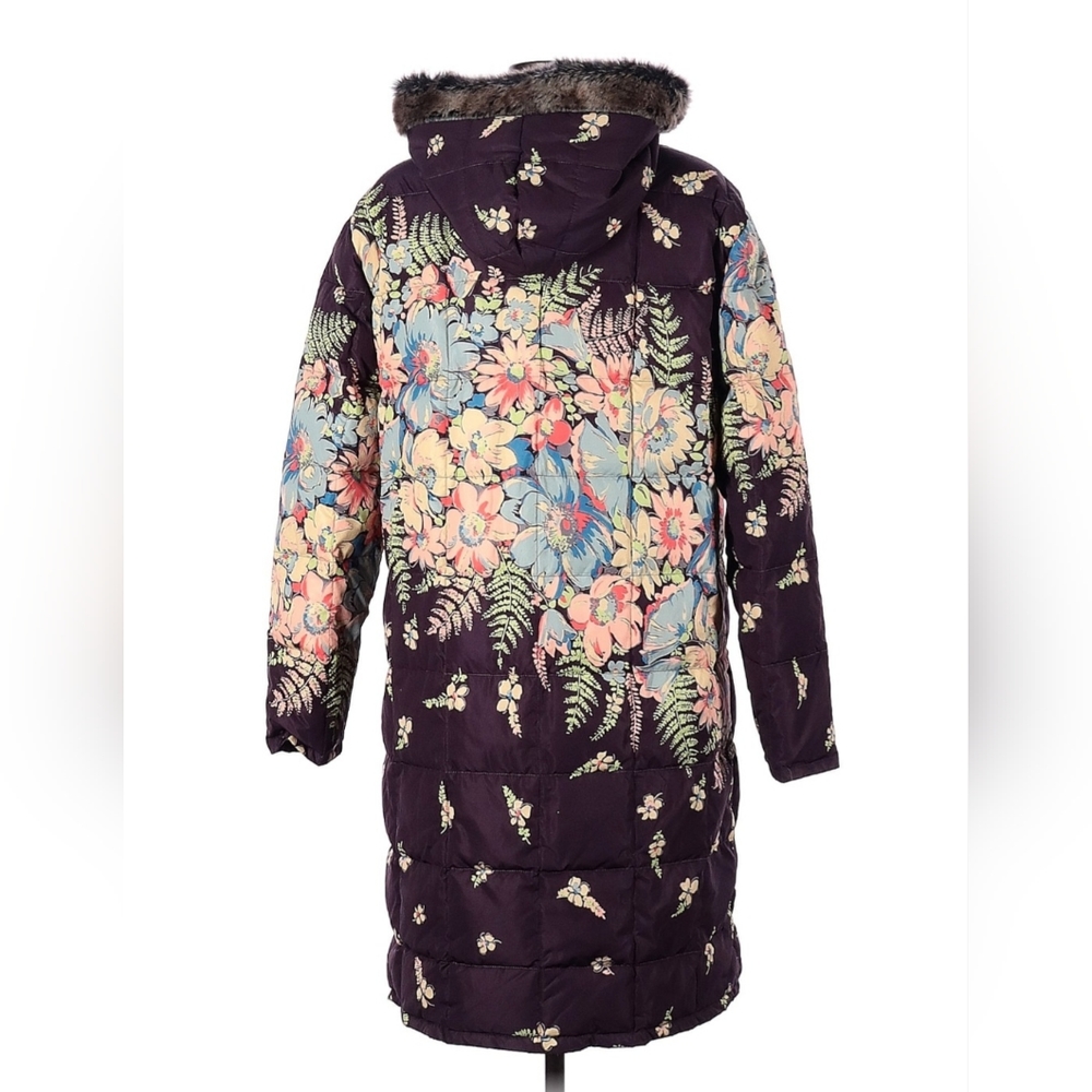 Sundance Easy Wind Puffer Parka Purple Floral Women's Coat - Picture 2 of 8